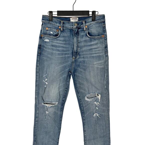 💙 AGOLDE 🩵 Ruby Super High Rise Slim Straight Distressed Ankle Jeans Size 30 - Picture 9 of 12